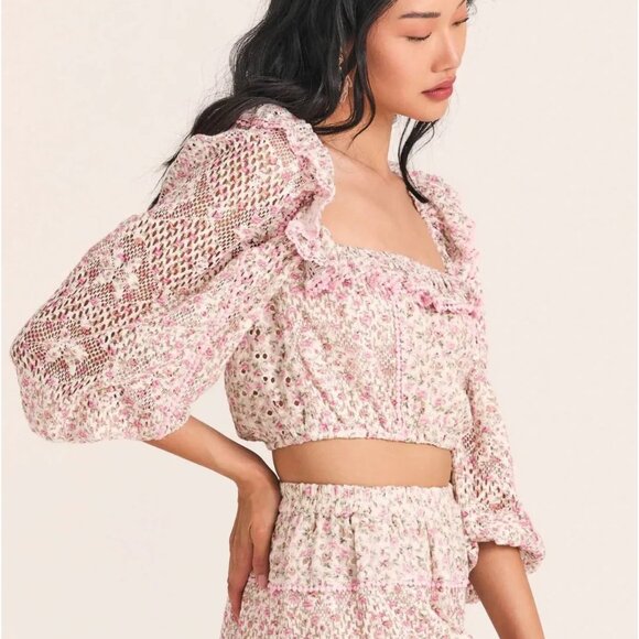 LoveShackFancy Tops - Love Shack Fancy - Dorabella rop top in Petunia Pink